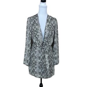 EUC Misguided Animal Print Plunging Neckline Mini Dress